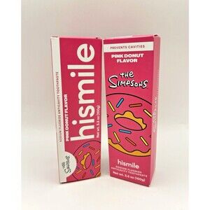 The Simpsons HiSmile Toothpaste Pink Donut Sodium Fluoride - Lot of 2